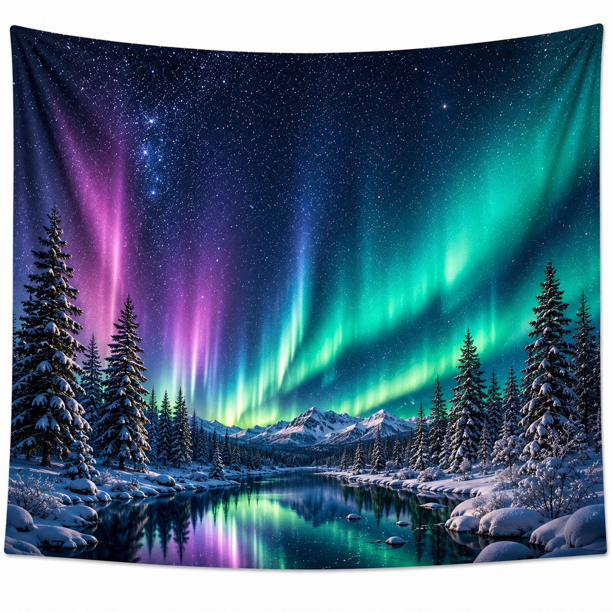 Tapisserie Murale Aurores Boréales Décorative Multicolore 150x200cm