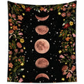 Tenture murale phases de la lune avec motifs floraux mystiques