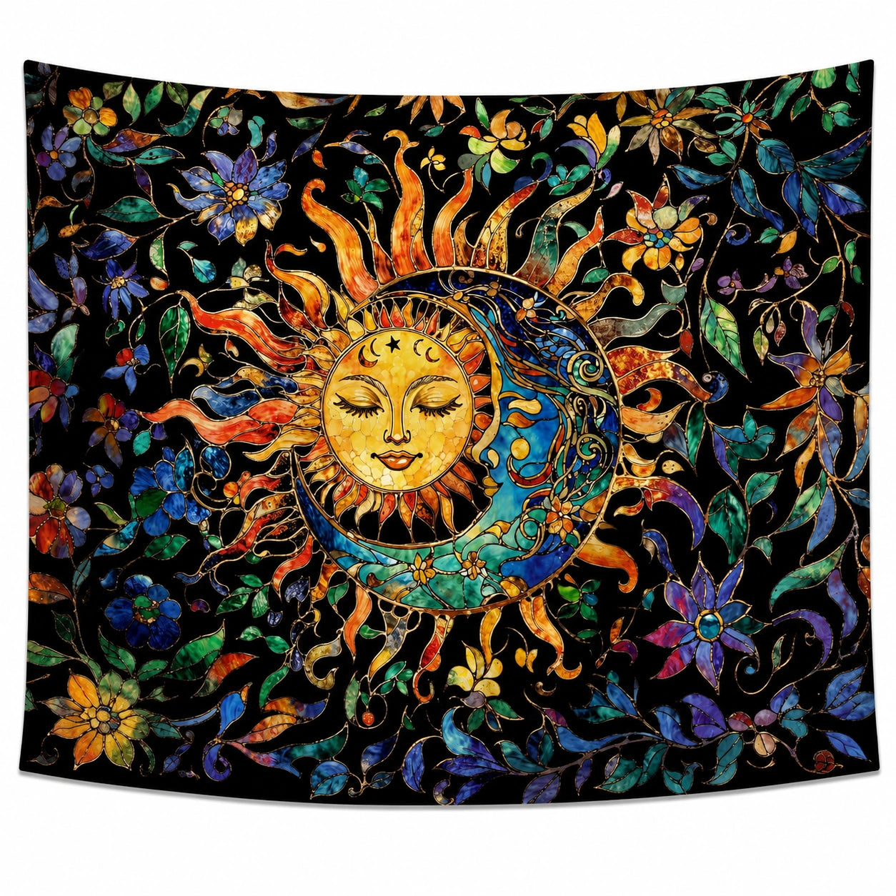Tapisserie Murale Soleil et Lune Multicolore Bohème