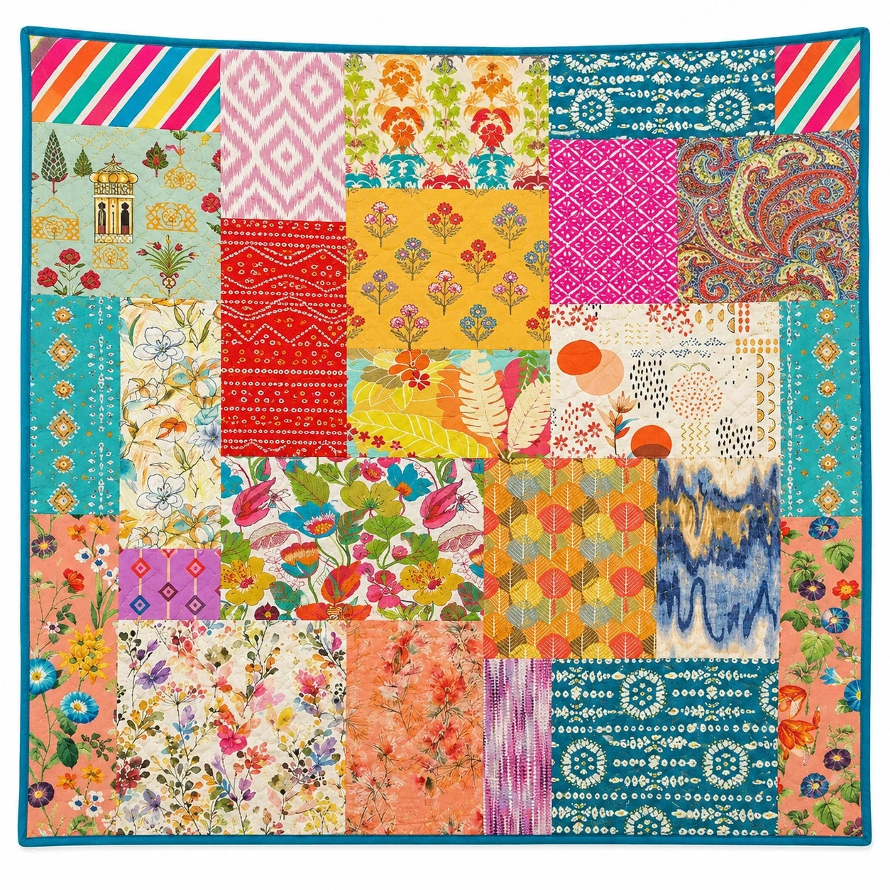 Couverture Patchwork Bohème Colorée 150x200