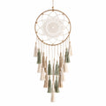 Attrape-rêves en macramé avec pompons beige et vert