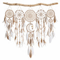 Attrape-rêves mural plumes beige et blanc avec touches bohèmes