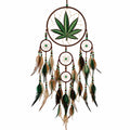 Attrape-Rêves Bohème Feuille et Plumes 75x30cm Vert/Beige/Marron