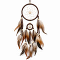Attrape-rêves mural avec plumes naturelles marron beige
