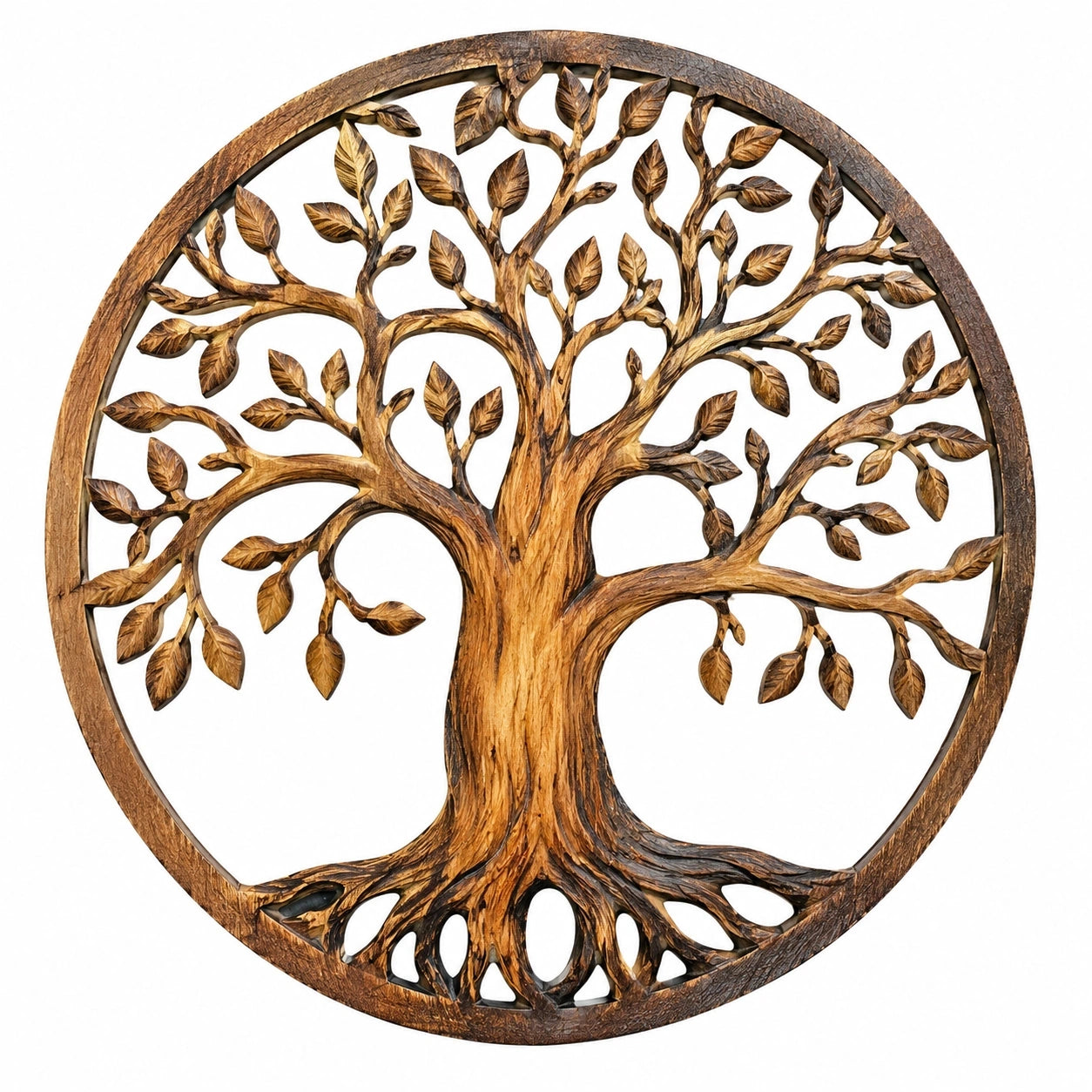 Décoration Murale Arbre de Vie Sculpté 60 cm Bois Naturel