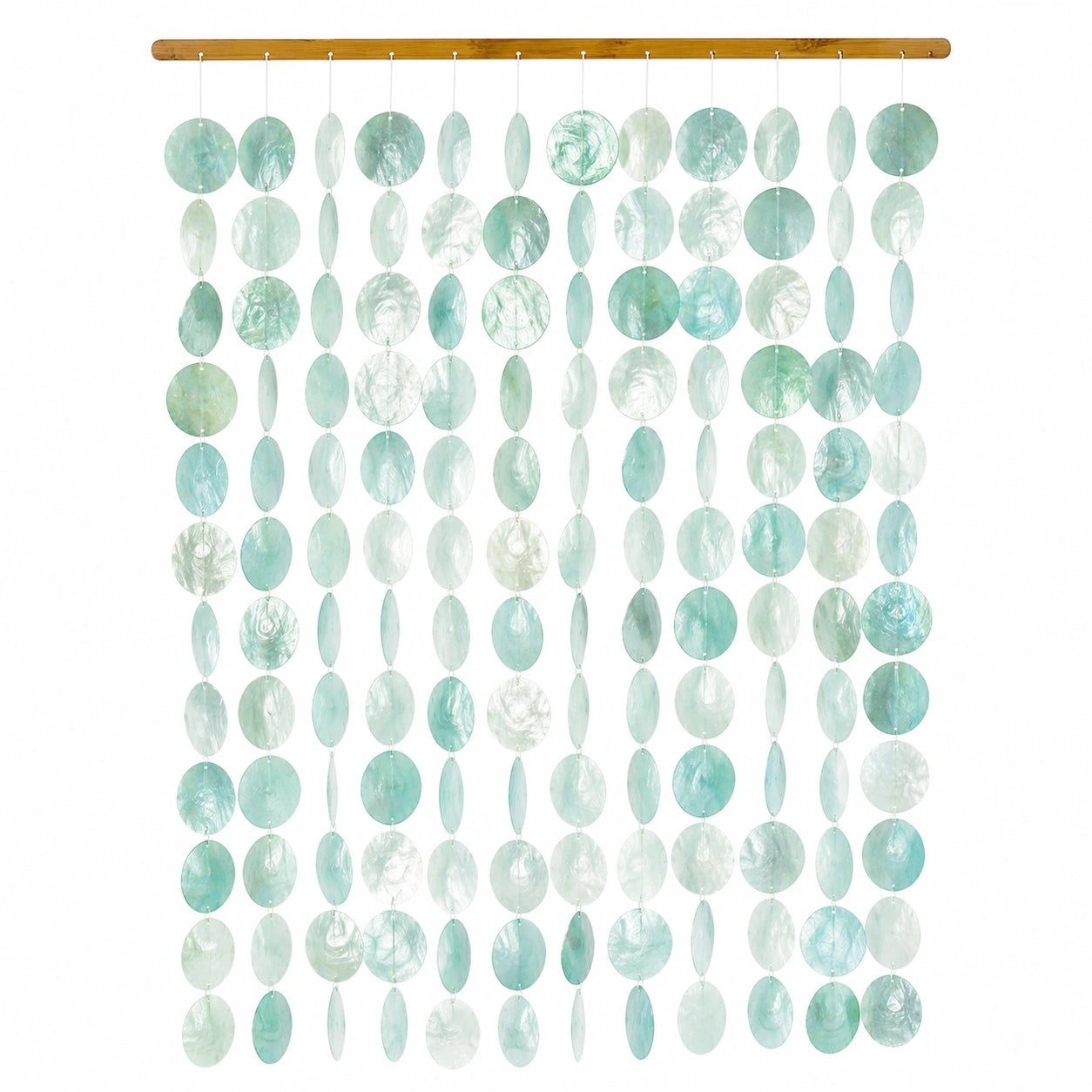 Rideau en Coquillage Turquoise et Blanc 90x190cm