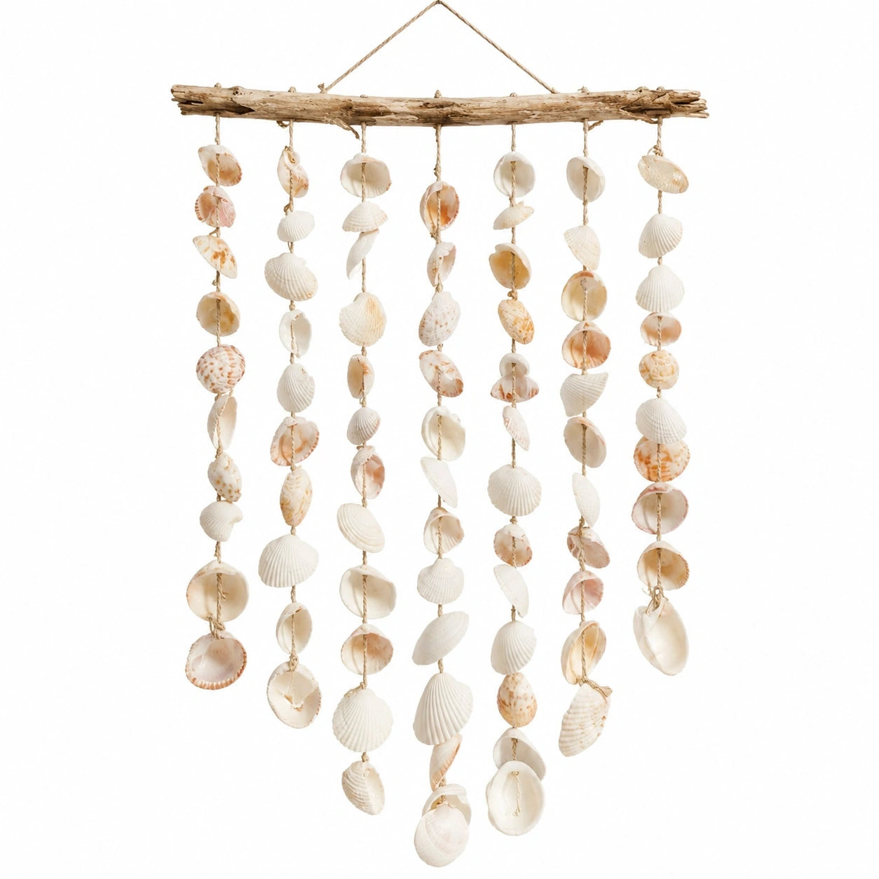 Rideau Décoratif de Coquillages Blanc et Beige