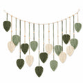 Guirlande Murale en Macramé Feuilles Vertes et Beiges