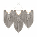 Décoration Murale Bohème en Macramé Gris avec Perles en Bois