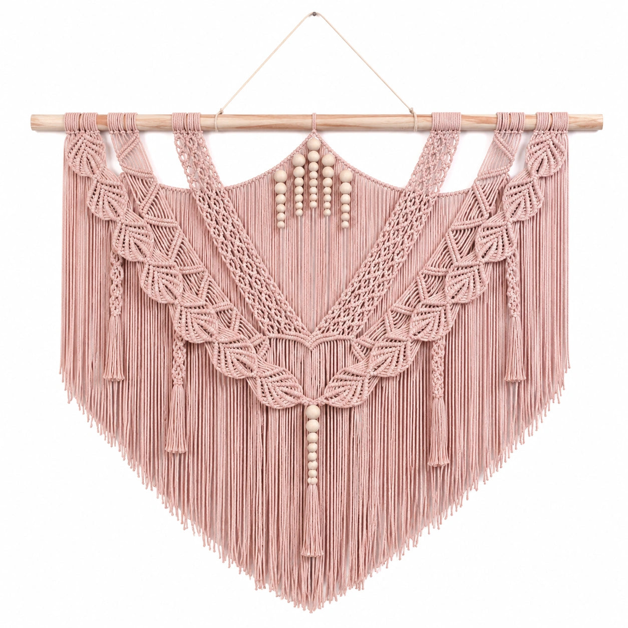 Décoration Murale en Macramé Bohème Rose