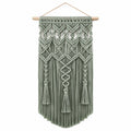 Tenture Murale Macramé Vert avec Franges