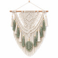 Décoration Murale Macramé Bohème Crème et Vert