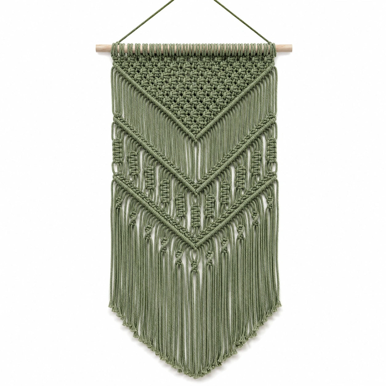 Tenture Murale Macramé en Corde Vert Olive