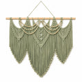 Décoration murale macramé vert olive avec perles en bois