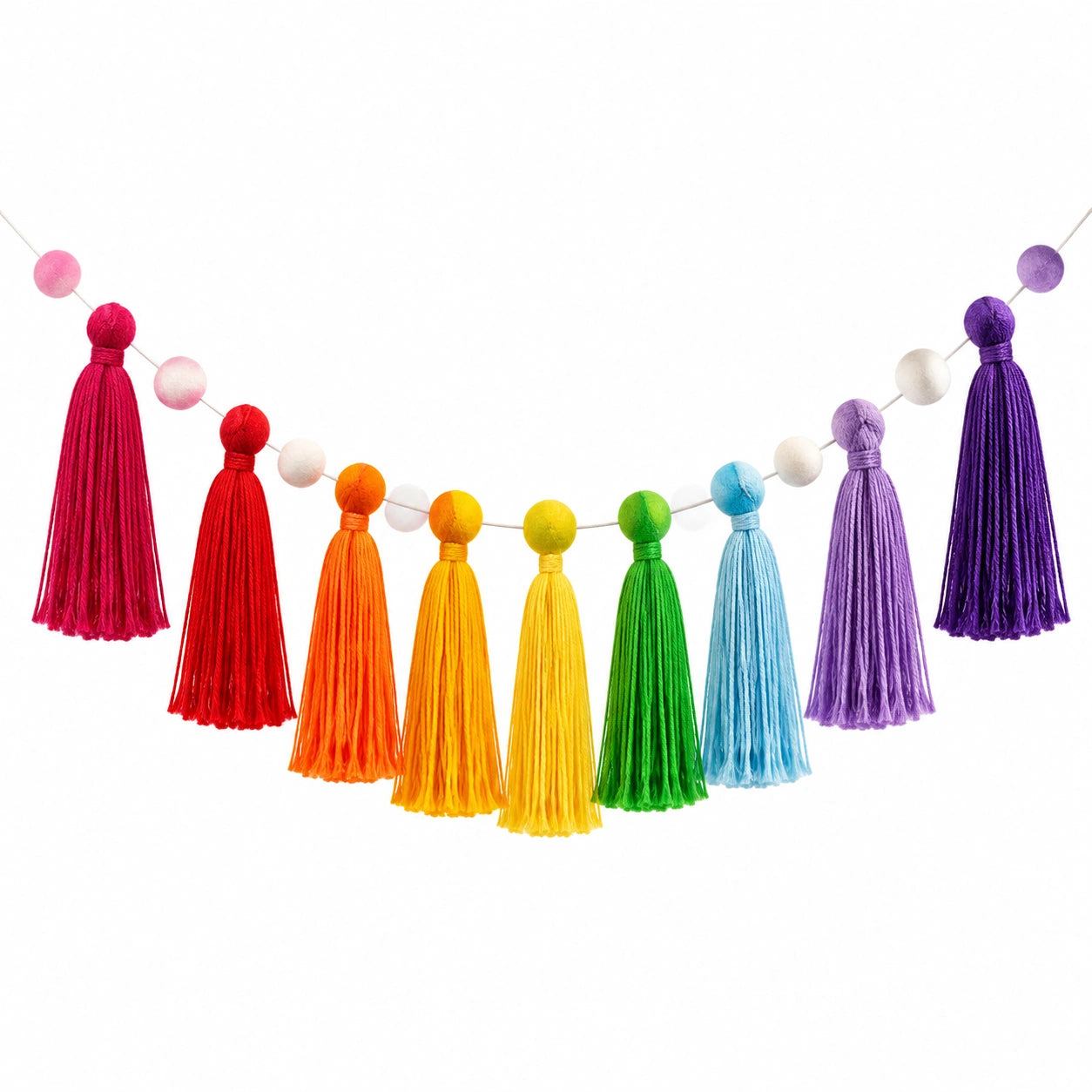 Guirlande de Pompons Arc-en-Ciel Multicolore pour Décoration