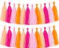 Guirlande de pompons décoratifs en papier rose, orange et rose clair