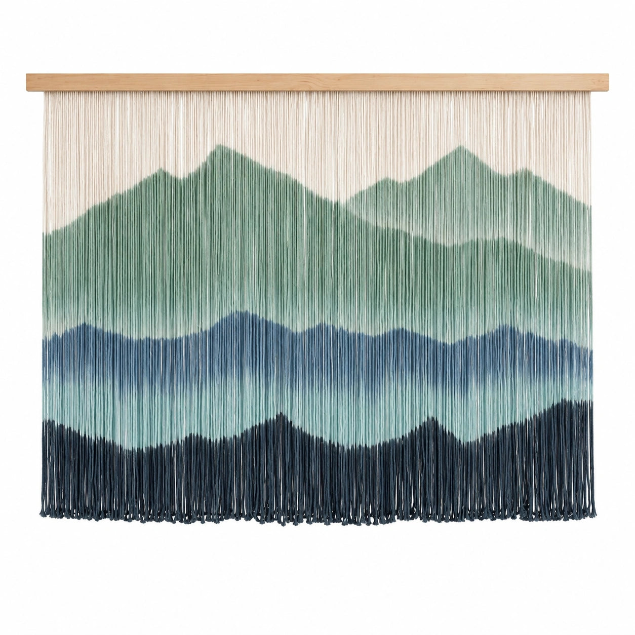 Décoration Murale Tissée Montagne Dégradé Vert et Bleu